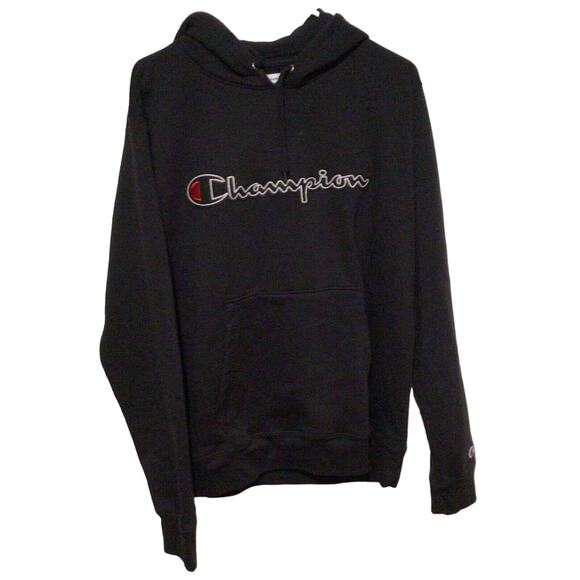 Champion Men's Black Fleece Hoodie Sweatshirt Size Large NWOT Graphic Pullover - Picture 1 of 4